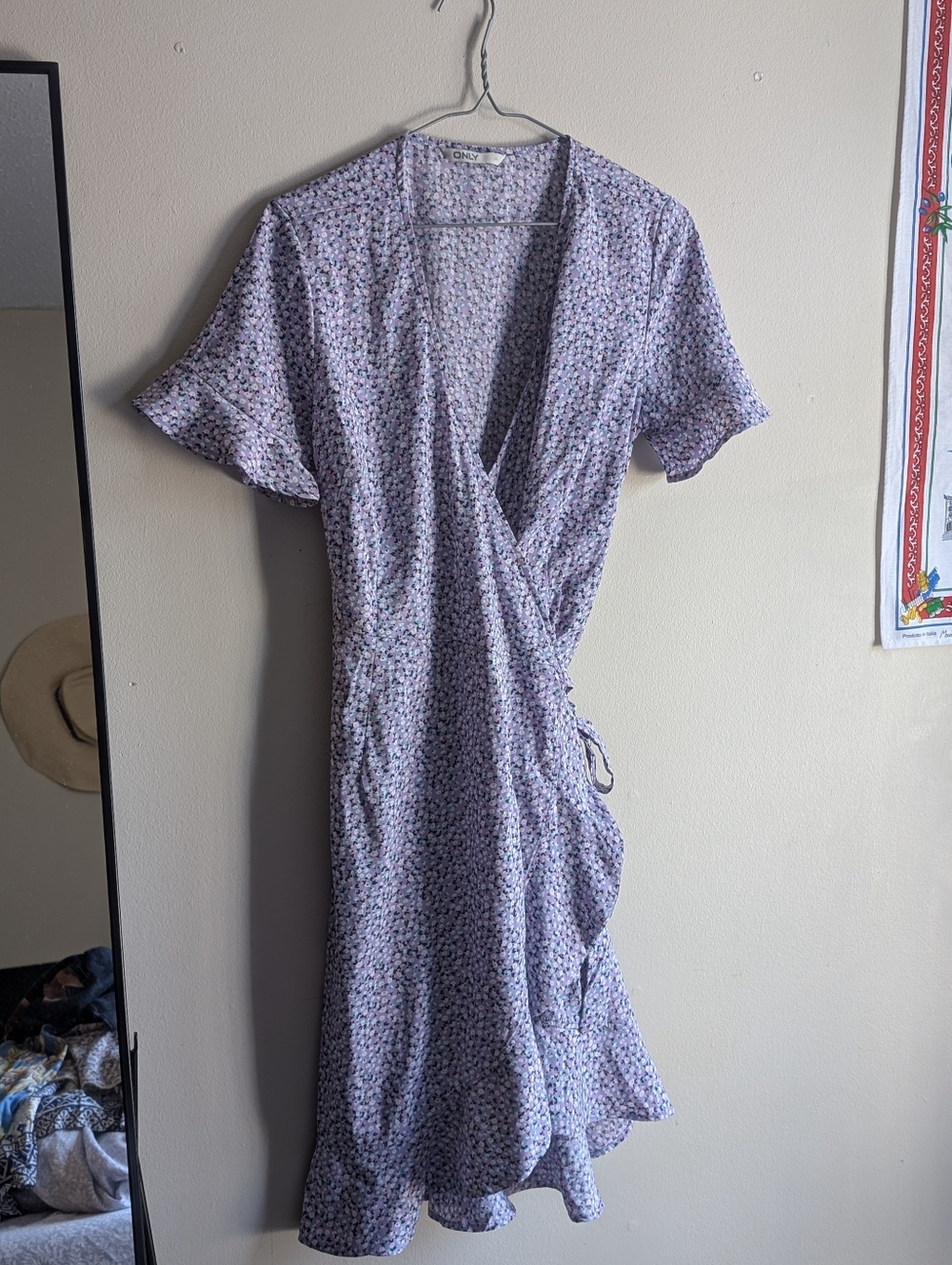 Only Lavender Ditsy Floral Wrap Midi Dress